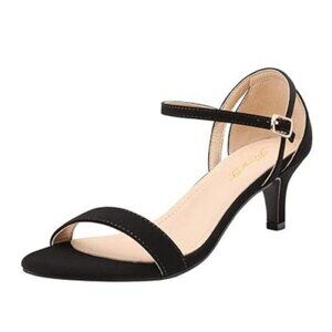 FOWT Women Classic Open Toe Heeled Sandals Ankle Strap Comfortable Kitten